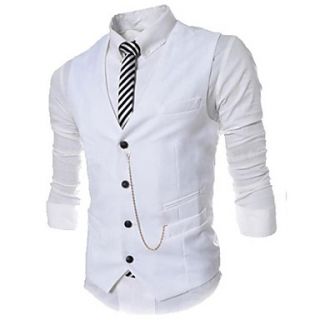 Mens Solid Color Slim Single Casual Breasted Vest