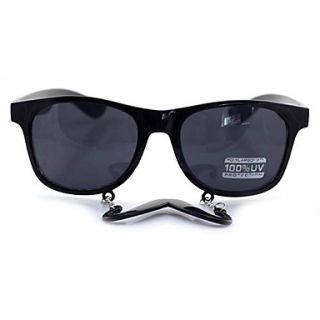 Helisun Unisex Fashion Square Lens Sunglasses With Beard2130 (Black)