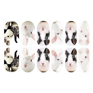 12PCS Pet Rabbit Pattern Luminous Nail Art Stickers