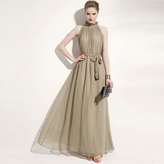 YIGOUXIANG Womens New Style Big Size Dual Layer Chiffon Dress(Screen Color)
