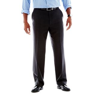 Stafford Travel Flat Front Trousers   Portly, Charcoal Shark, Mens