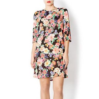 Calary Womens Floral Print Short Dress