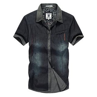 ARW Mens Short Sleeve Leisure Solid Color Shirt