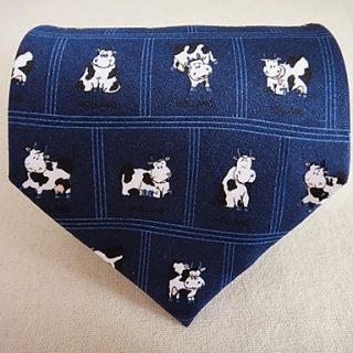 Mens Retro Wool Tie With Cow Pattern