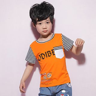 Oudibeila Boys Cotton Splice Color Short Sleeve T Shirt(Orange)