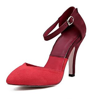 Sunday Womens Suede Stiletto Heel Ankle Strap Red Pumps
