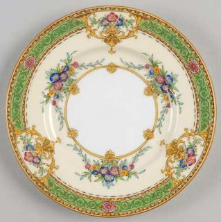 Minton B1057 Bread & Butter Plate, Fine China Dinnerware   Green Band/Gold Scrol