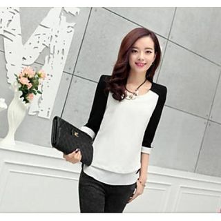 JFS Korea Sytle Womens Elegant Chiffon Fashion Slim Fit Round COLlar Shirt