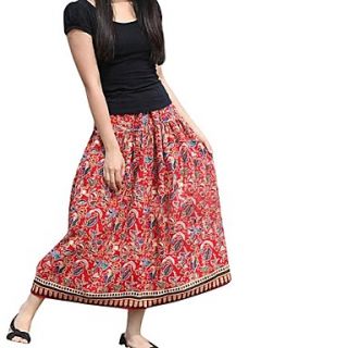 Womens Long Bohemian Floral Printed Folk Elastic Skirts