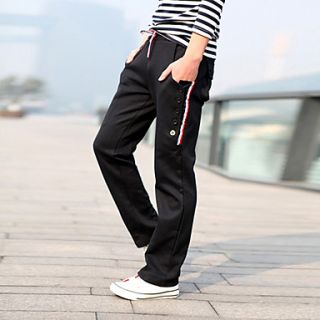Shishangqiyi Listing Hypotenuse Button Design Fashion Casual Sweatpants(Black)