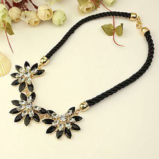 Ravier Womens Vintage Black Flower Strands Necklace