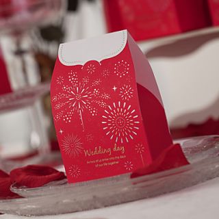 Asian Theme Red Wedding Favor Boxes   Set of 12