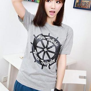 Aiyifang Casual Print Short Sleeve Lovers Shirt(Light Gray)