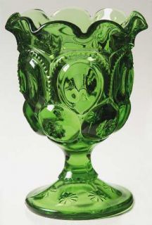 Smith Glass  Moon & Star Green Open Compote   Dark Green