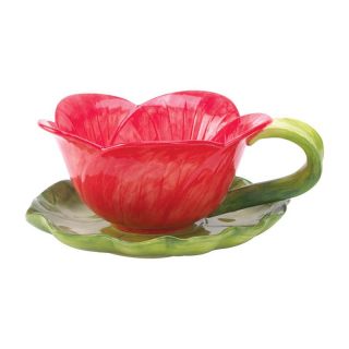 Zingz & Thingz Bright Bloom Cup and Saucer Planter Multicolor   57070035