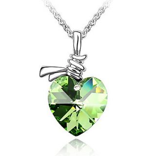 Xingzi Womens Charming Olive Heart Made With Swarovski Elements Crystal Dangling Necklace