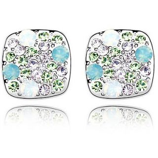 Xingzi Womens Charming Square Made With Swarovski Elements Crystal Stud Earrings