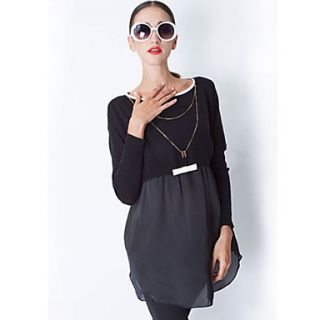 YIGOUXIANG Womens Thin Long Sleeve Chifffon Shirt(Black)
