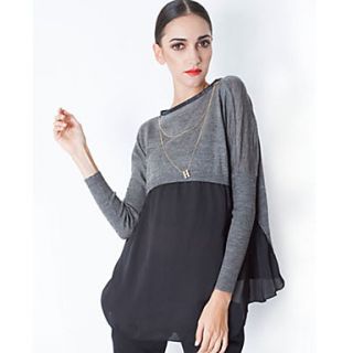 YIGOUXIANG Womens Thin Long Sleeve Chifffon Shirt(Gray)