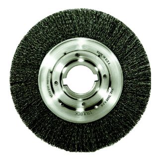 Trulock Medium face Crimped Wire Wheel (0.0140 inchArbor Diameter 2 inchesFace Width 1 inchFace Plate Thickness 1 inchTrim Length 1 3/8 inchSpeed 4000 rpm [Max]Applications Cleaning rust, scale and dirt, light Deburring, Edge Blending, Roughening fo