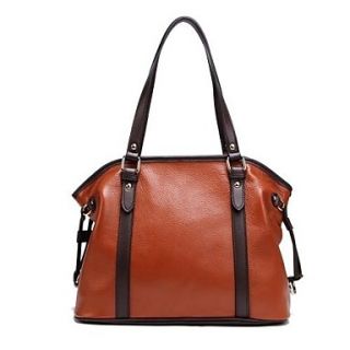 Womens Fashion Kiss of Leisure First Layer Cowhide Plain Tote Bags Linning Color on Random