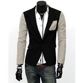 Cocollei mens stitching color pocket wild causal suit (black)