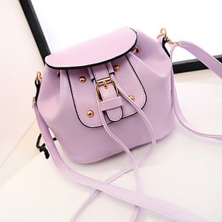Fenghui Womens Casual Lace Up Solid Color Buckle Lavender Shoulder Bag