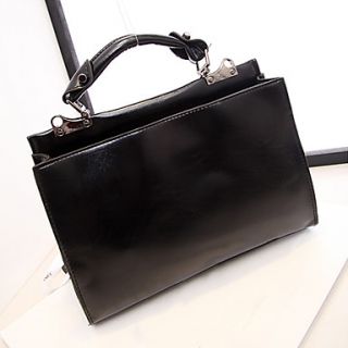 Fenghui Womens Basic Solid Color Portable Black Shoulder Bag