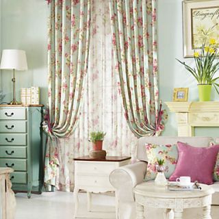 (One Pair) Classic Country Fancy Floral Energy Saving Curtain