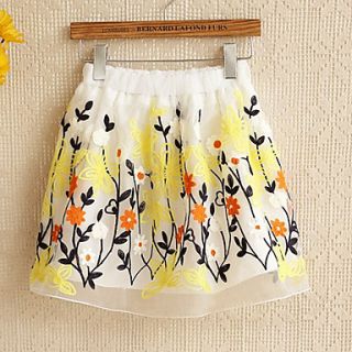 Rxhx Embroidery Organza Fitted Or Loose Skirts (Yellow)