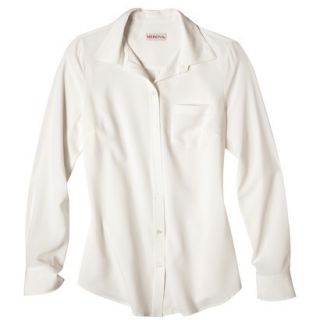 Merona Womens Plus Size Long Sleeve Button Down Shirt   Cream 2