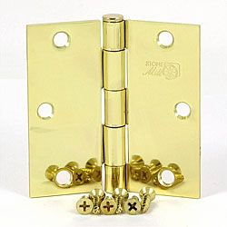 Stone Mill 3.5 inch Polished Brass Square Corners Door Hinge