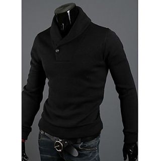 Chaolfs Mens Korean Style Solid Color Slim Large Size Pullover Sweater(Black)