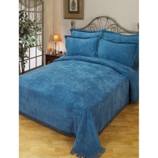Textile & Linen Chenille Bedspread with Fringe Border Butter   95 0056 7 K, King