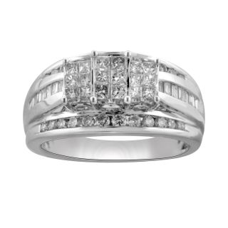 1 CT. T.W. Princess Diamond 3 Stone Engagement Ring, White/Gold, Womens