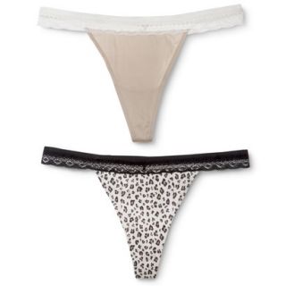 Gilligan & OMalley Womens 2 Pack Micro Lace Thong   Brown M