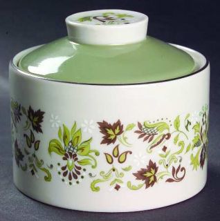 Royal Doulton Vanity Fair Sugar Bowl & Lid, Fine China Dinnerware   Green Leaves