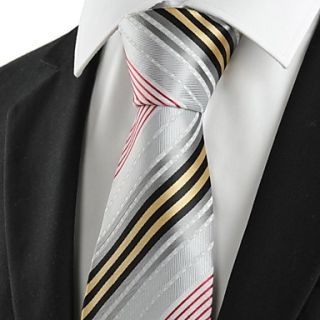 Tie New Striped Golden Red Grey Business Formal Mens Tie Necktie Holiday Gift