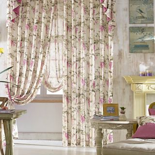 (One Pair) Graceful Country Style Floral Blossoms Energy Saving Curtain