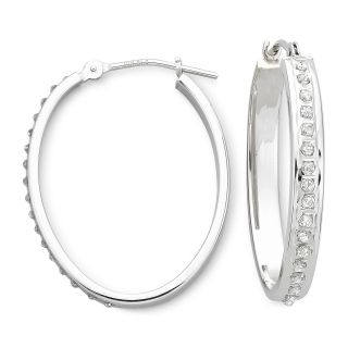 Diamond Fascination 14K Oval Hoop Earrings, Womens