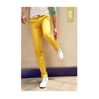 Mens New Candy Colors Casual Skinny Long Trousers