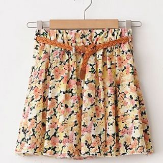 Yifanyi Womens Vintage Floral Print Chiffon Skirt With Belt