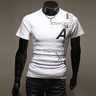 Chaolfs Mens England Style Slim Letters Printing Round Collar Short Sleeve T Shirt(Screen Color)