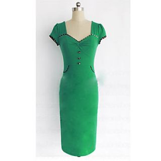 Yyys Casual Slim Short Sleeve Pencil Dress(Green)