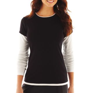 Made For Life Long Sleeve Layered Tee   Tall, Black/White, Womens