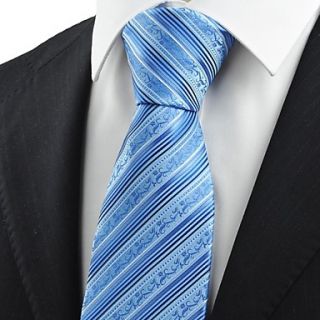 Tie Blue Flora Pattern Striped Mens Tie Necktie Formal Wedding Holiday Gift