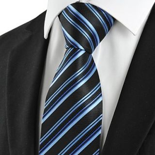 Tie Striped Blue Black Formal Business Mens Tie Necktie Wedding Holiday Gift