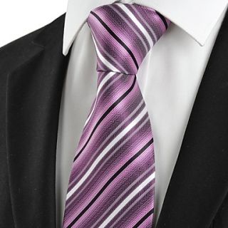 Tie New Striped Purple JACQUARD Mens Tie Necktie Wedding Party Holiday Gift