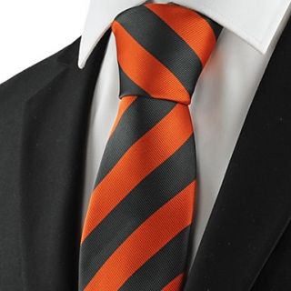 Tie New Striped Orange Black Mens Tie Suit Necktie Wedding Party Holiday Gift