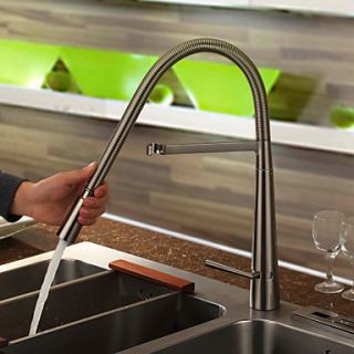 Contemporary Brass Kitchen Faucet   Nickel Brushed Finish